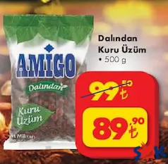 AMİGO DALINDAN KURU ÜZÜM 500 G AMİGO DALINDAN KURU ÜZÜM 500 G